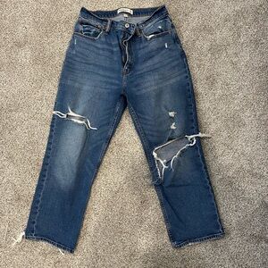 Abercrombie & Fitch Dark Blue Distressed Boyfriend Jeans